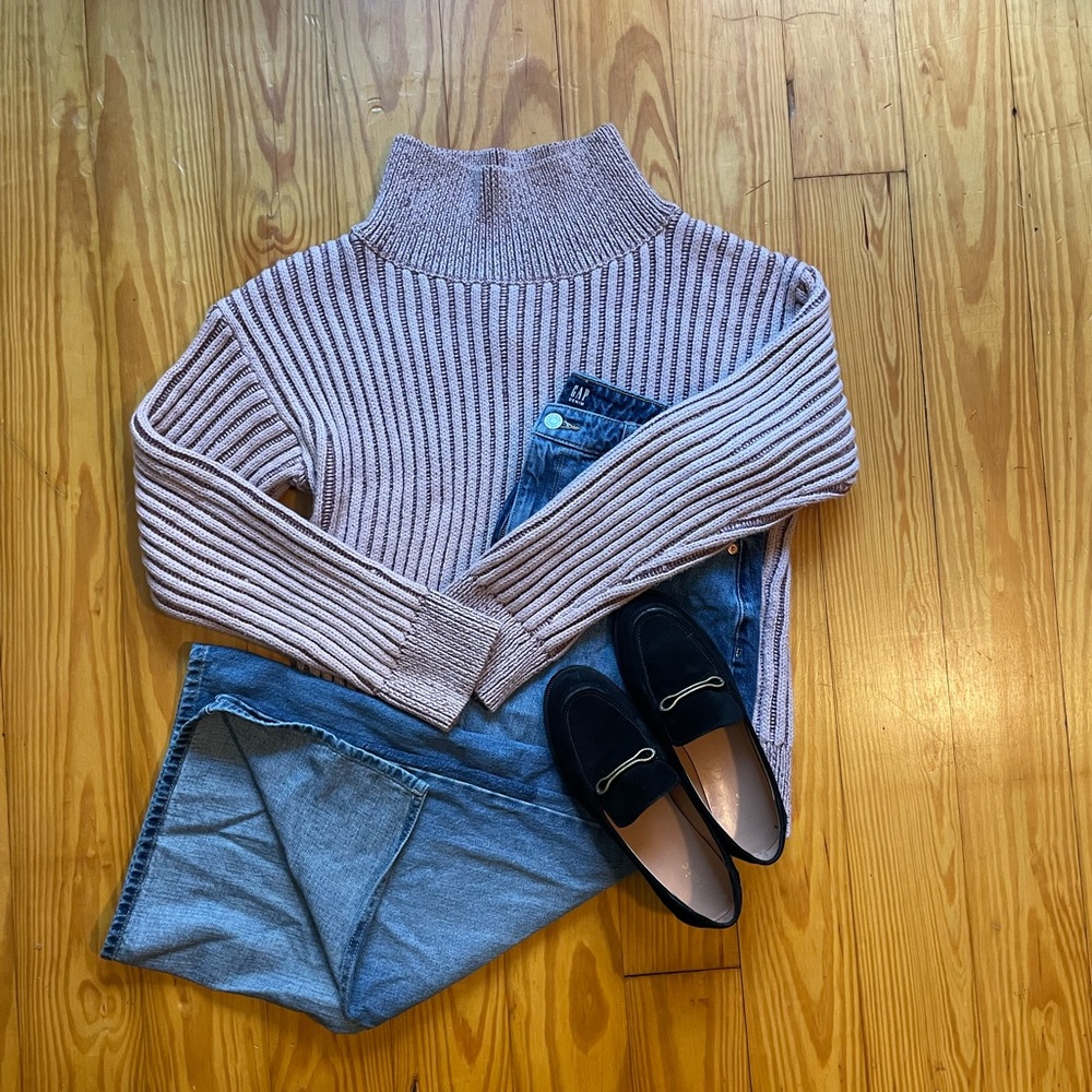 MARIE OLIVER RIBBED OVERSIDE TURTLE NECK SWEATER